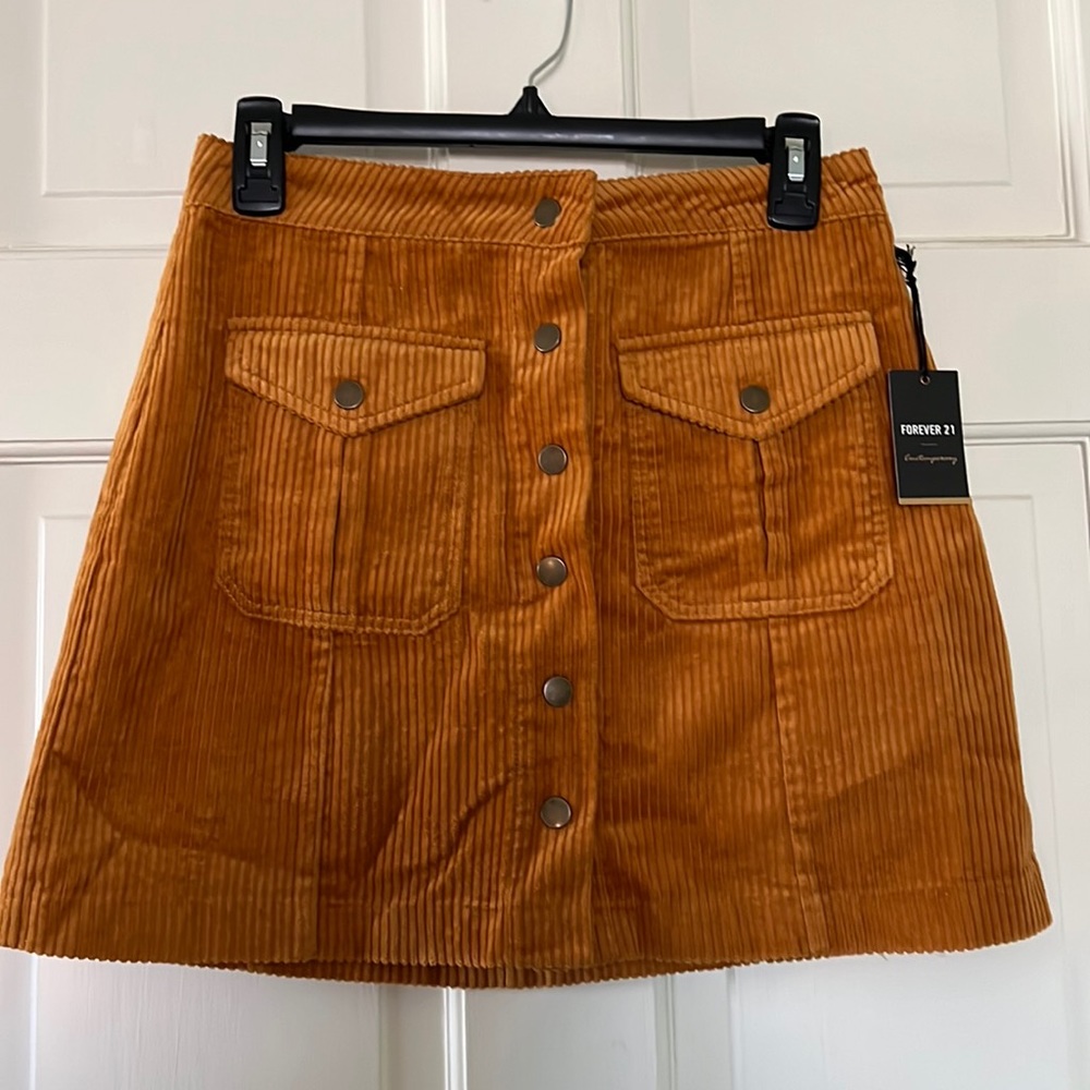 F21 retro marigold corduroy mini skirt